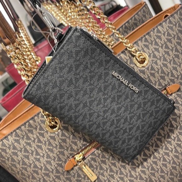 Michael Kors Jet Set Travel Large Double-Zip Wristlet-Wallet-PhoneHolder Black - Picture 14 of 16